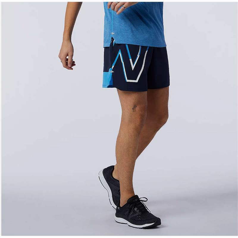 New Balance Mens Printed Impact Run 5In Shorts-1
